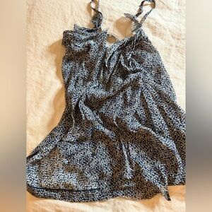 IRO Navy and Cream Leaf Print Garment